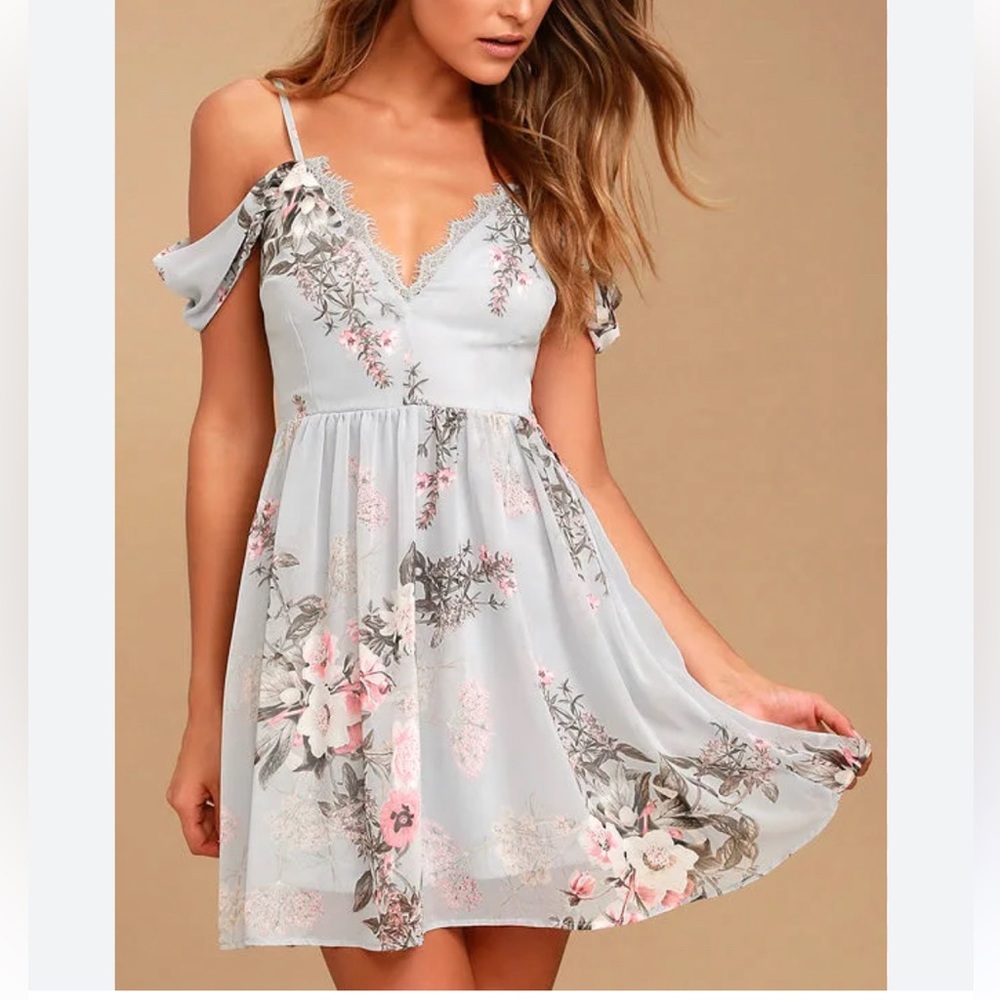 Lulus Blue Garden Dress - Size XL